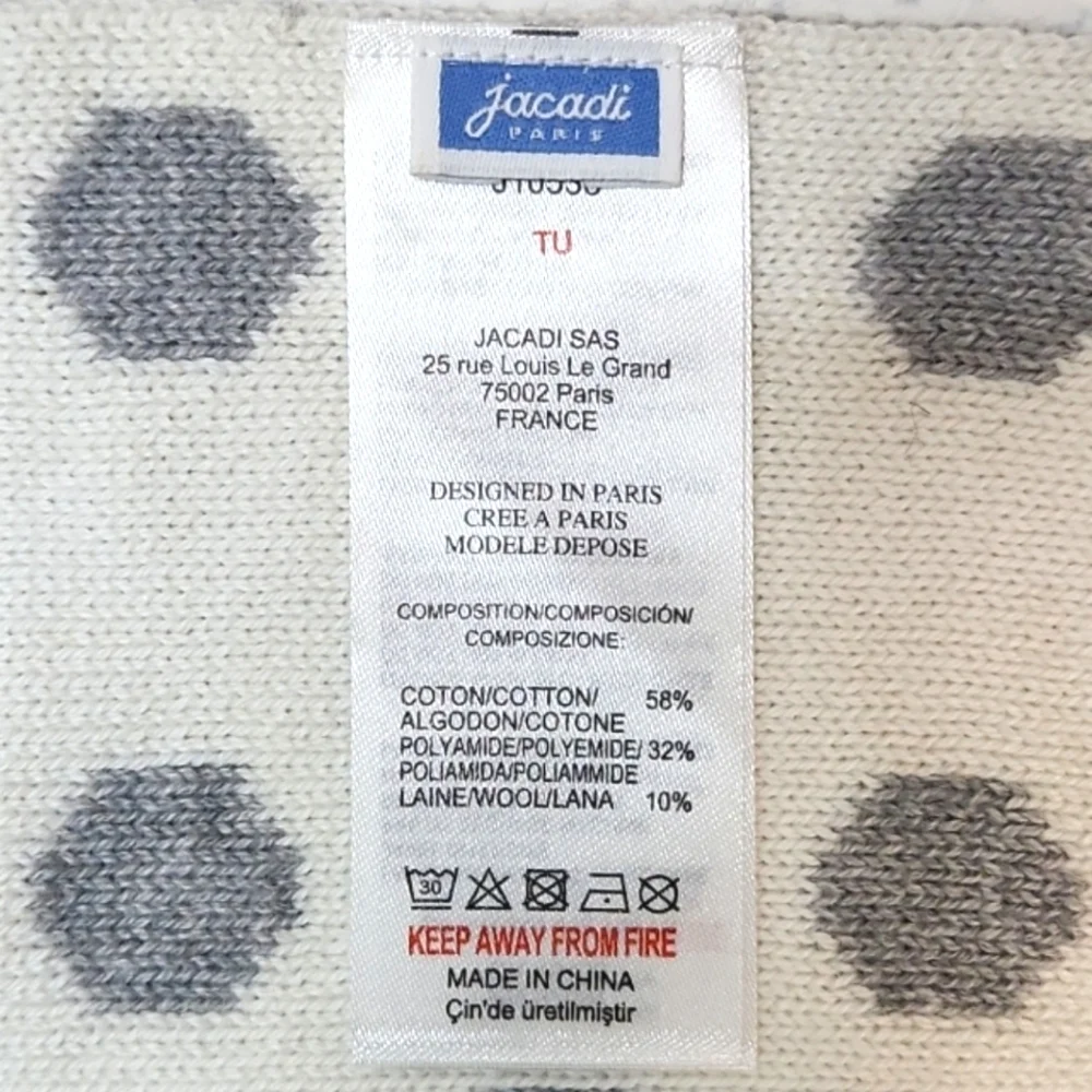 Jacadi Grey/White Polkadot Hat (6M), Scarf (TU), & Mitten (T1) Set ~ EUC - Picture 6 of 8